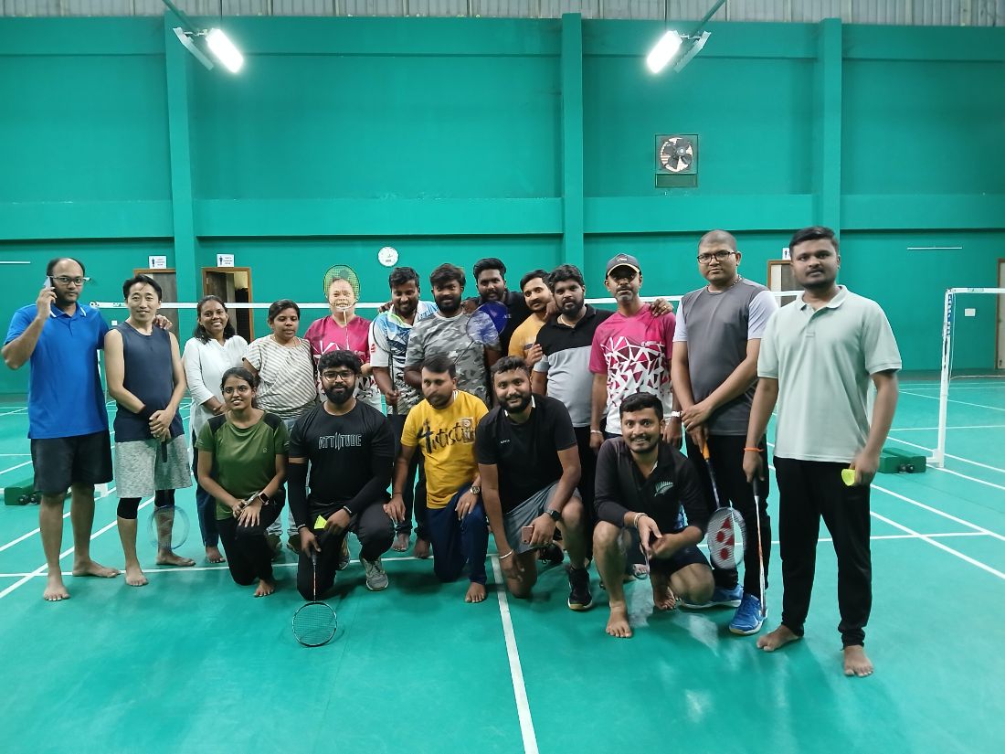 Team on the badminton court