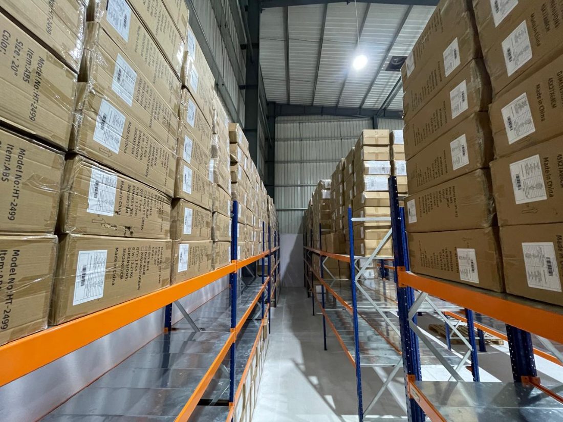 Labelled inventory on racks